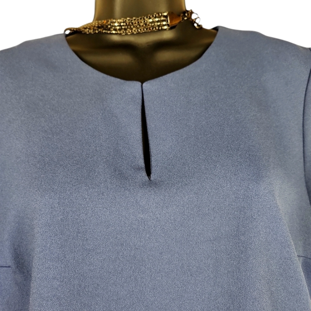 Banana Republican, Women's blue tunic top with Peplum, short sleeves, Sz M. - Picture 6 of 7